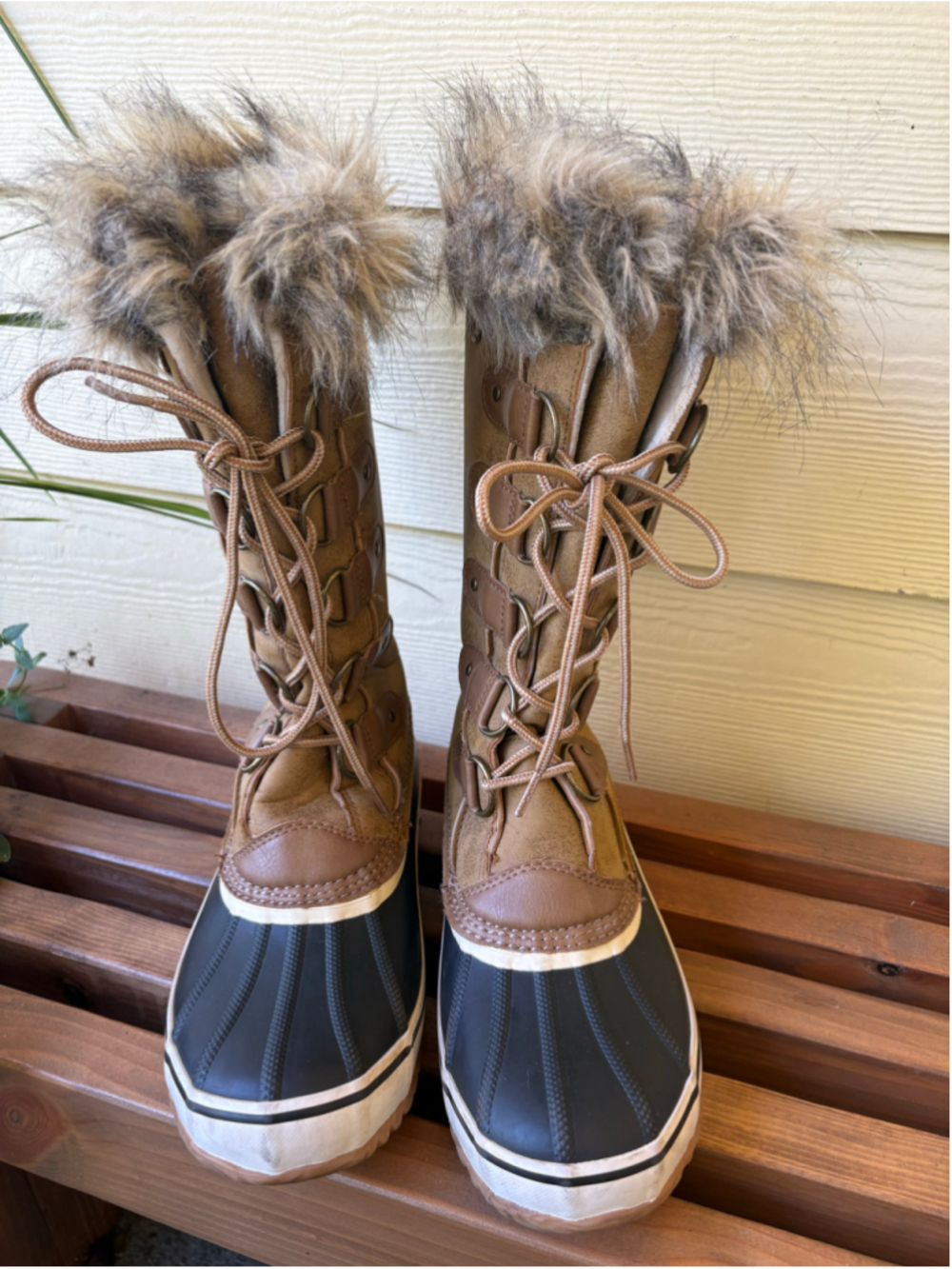 JBU by Jambu Bella Boots 9M Tan Waterproof Faux Fur Tall Duck Snow Winter